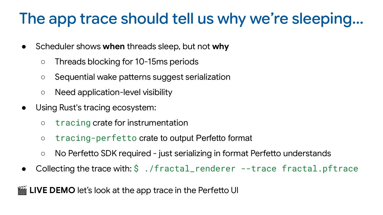 Slide titled “Suspicion #3: What is the program doing?” discussing need for application-level visibility
